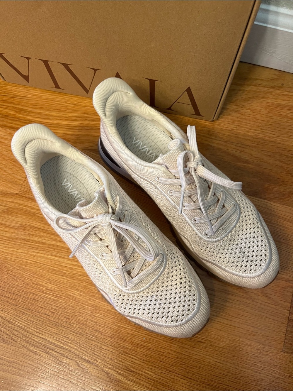 Vivaia Allday Women’s Lightweight Knit Sneakers - Cream - Picture 2 of 7